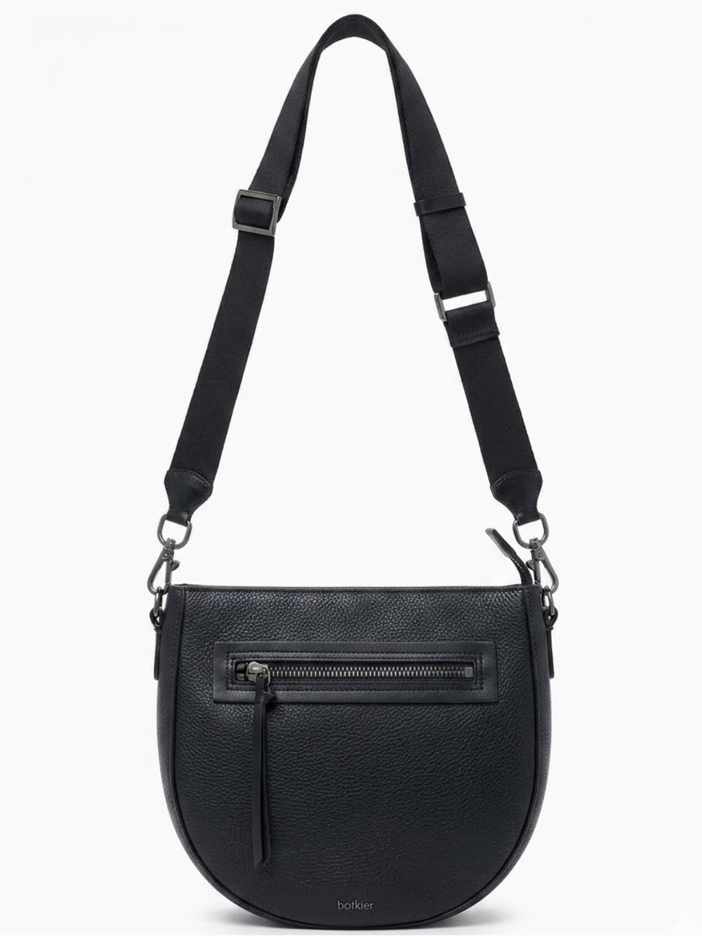 BOTKIER BEATRICE CONVERTIBLE BLACK LEATHER SADDLE BAG